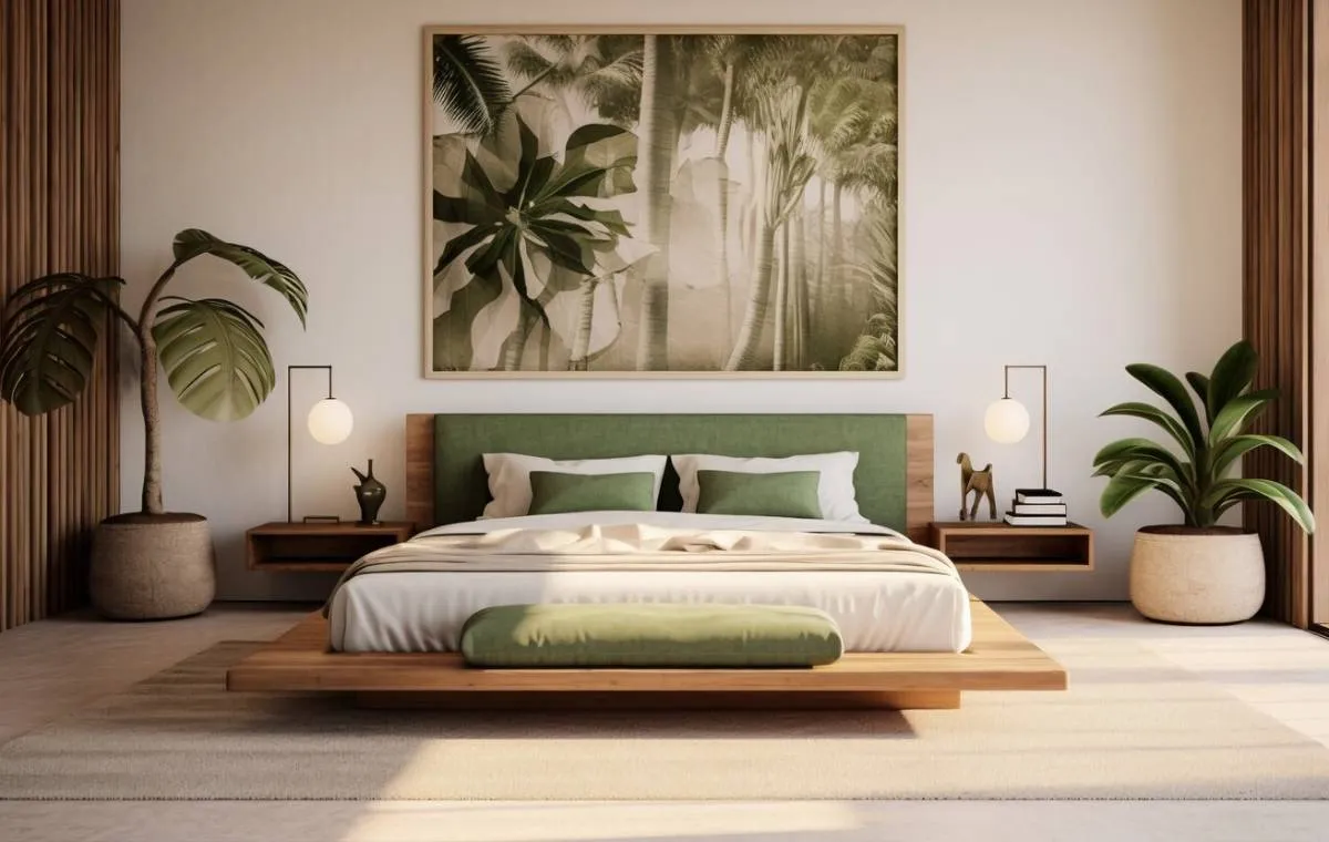 چیدمان وسایل چوبی در اتاق خواب عروس