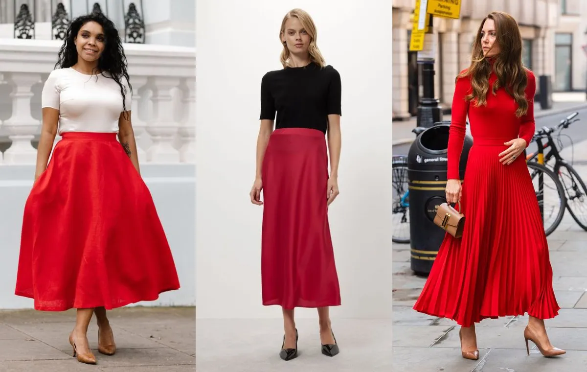 استایل با دامن ساتن کوتاه