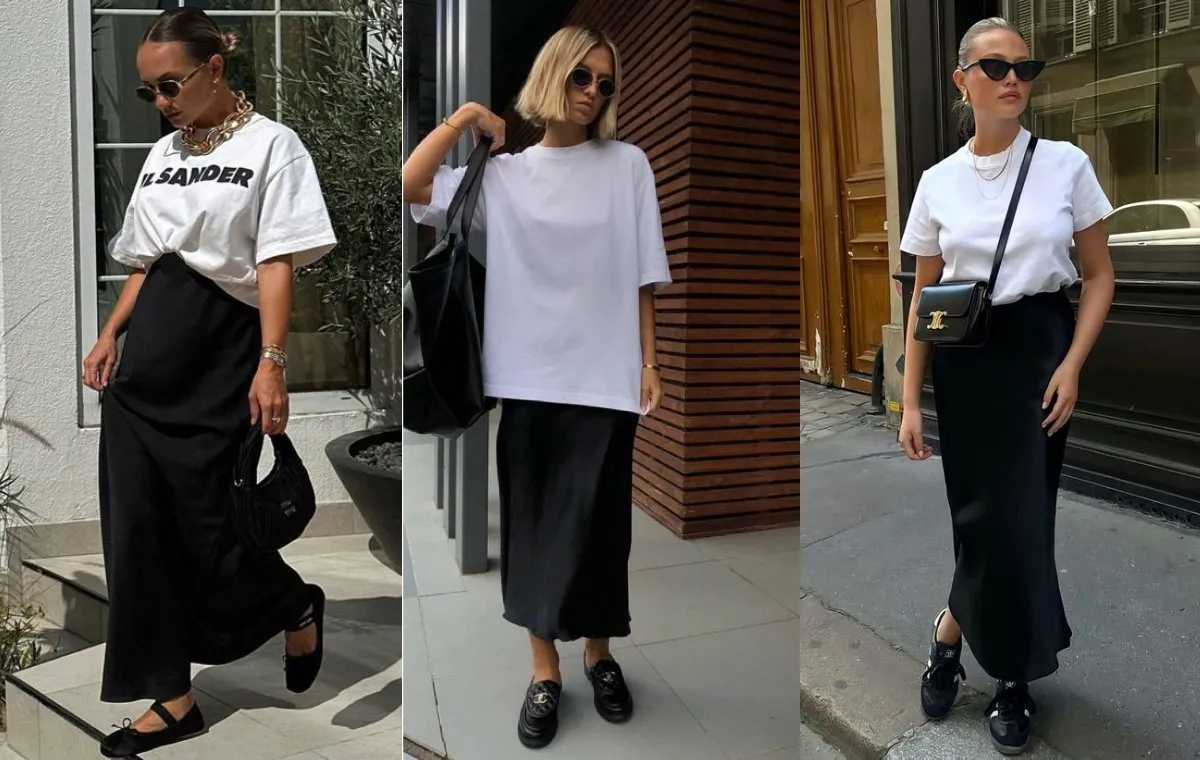 استایل با دامن ساتن