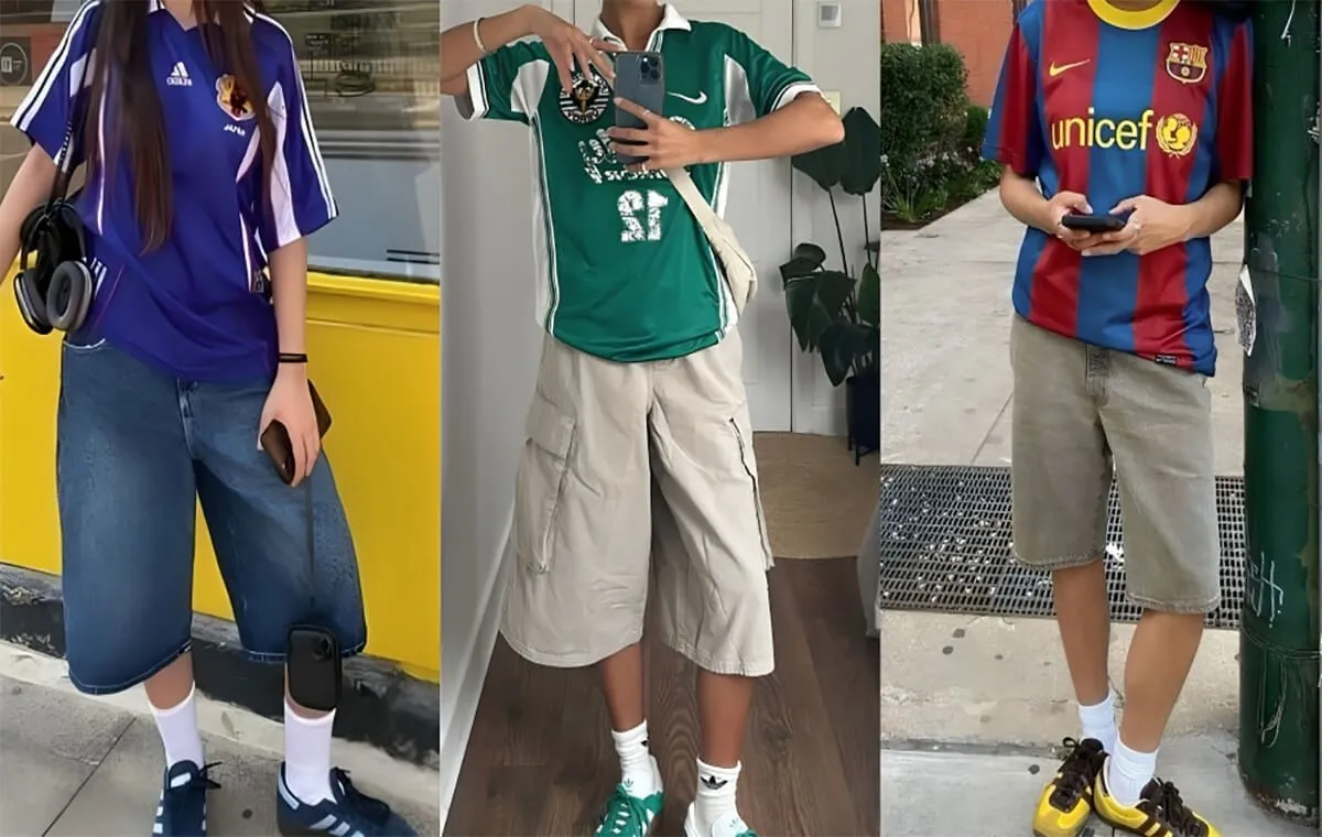 استایل با تیشرت جرسی و شلوارک‌های بلند