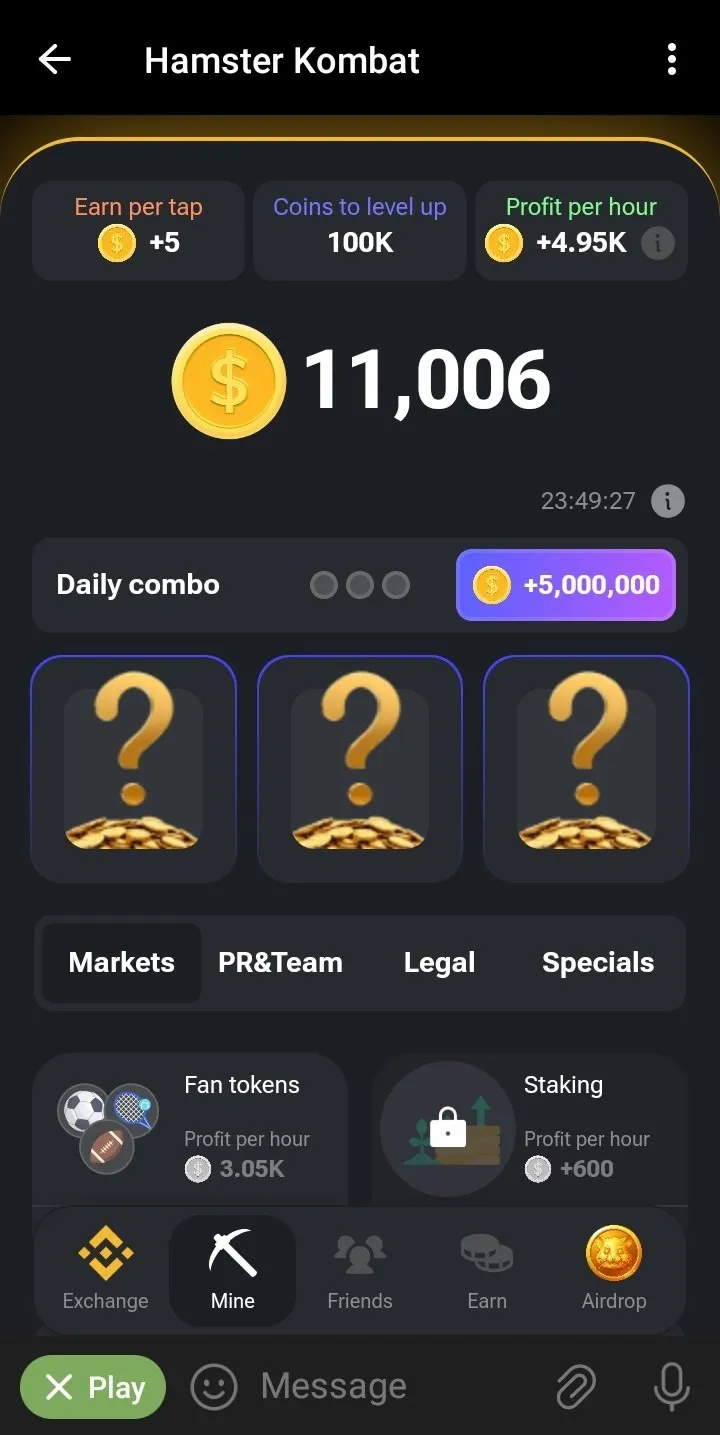 Mine در بازی کریپتویی Hamster Kombat