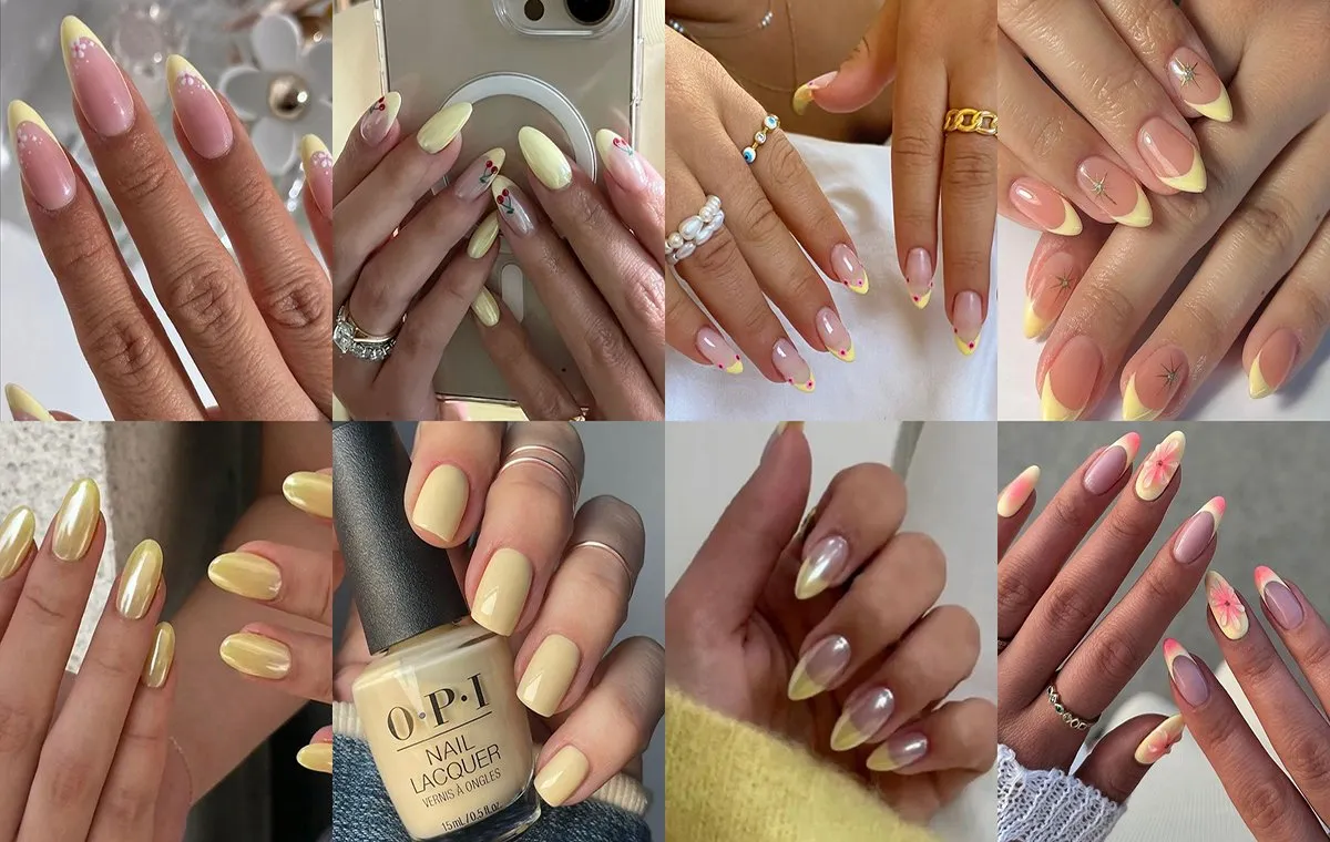 مدل ناخن تابستانی زرد دخترانه