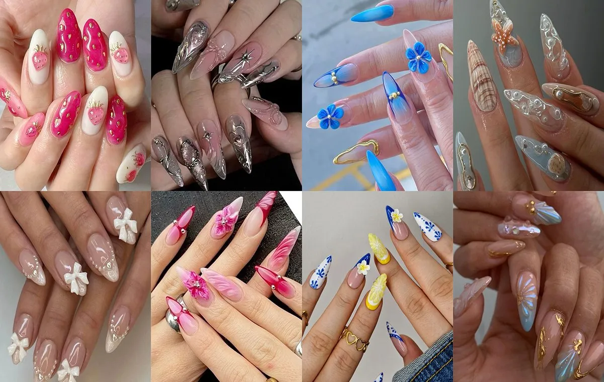 مدل ناخن تابستانی با طرحهای برجسته