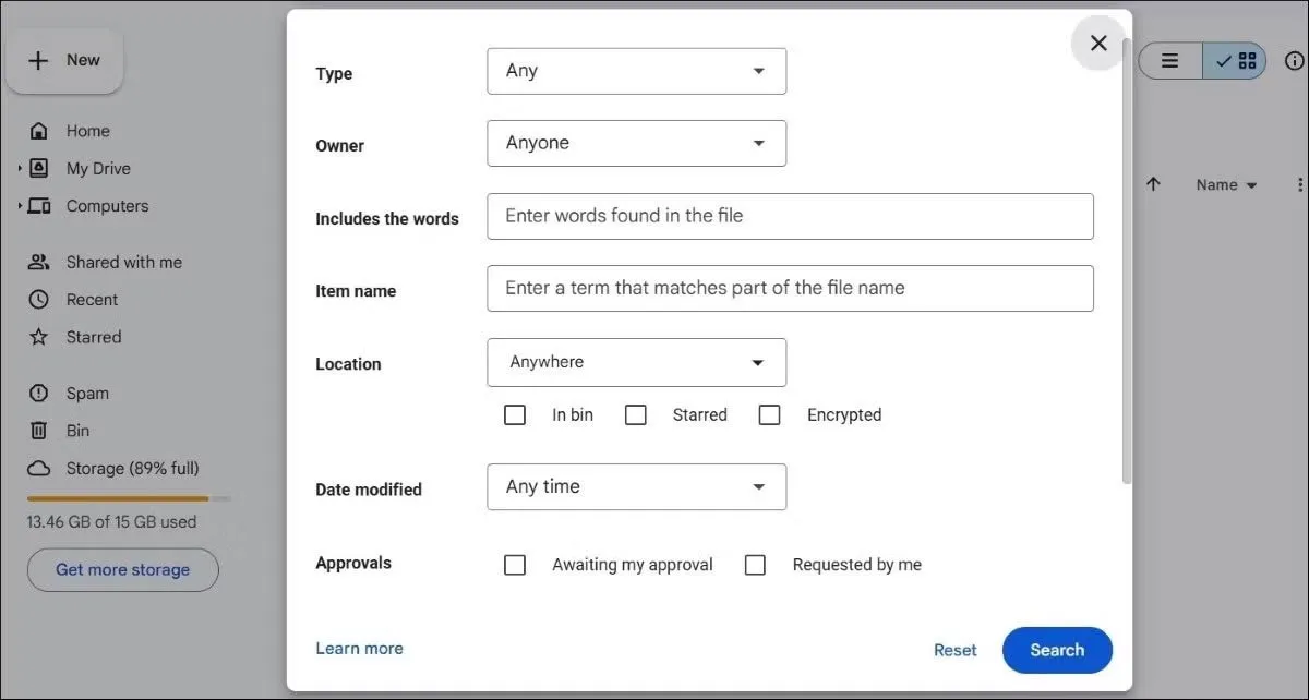 جست و جوی پیشرفته گوگل درایو