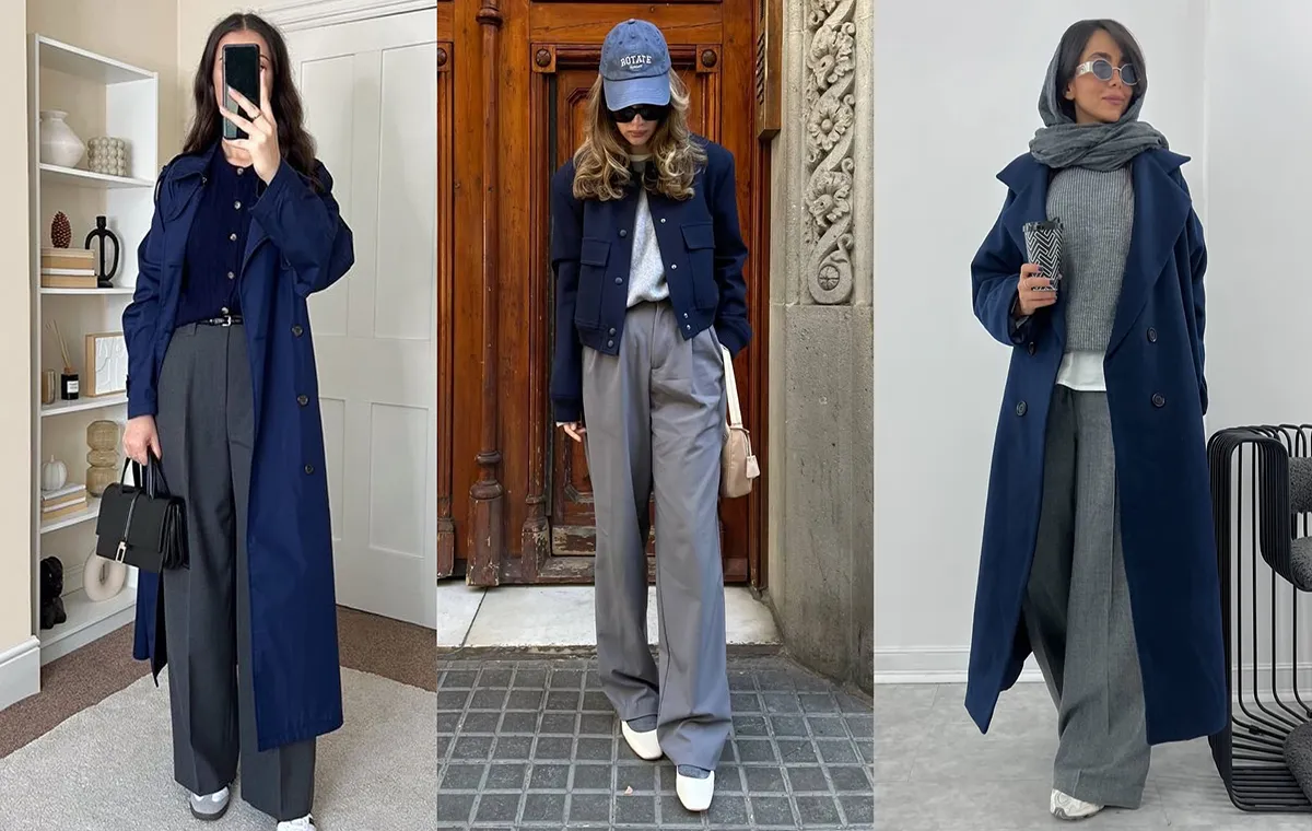 استایل با رنگ طوسی و سرمه‌ای