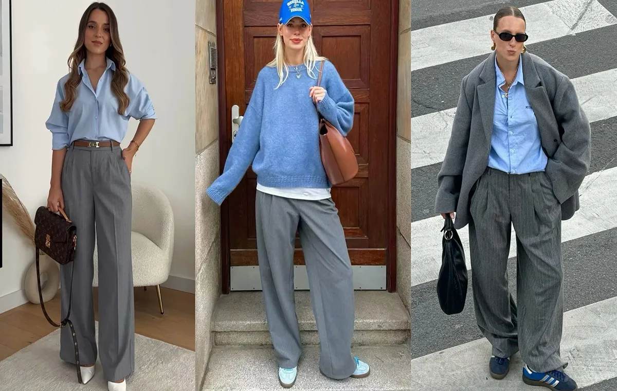 استایل با رنگ طوسی و آبی کمرنگ