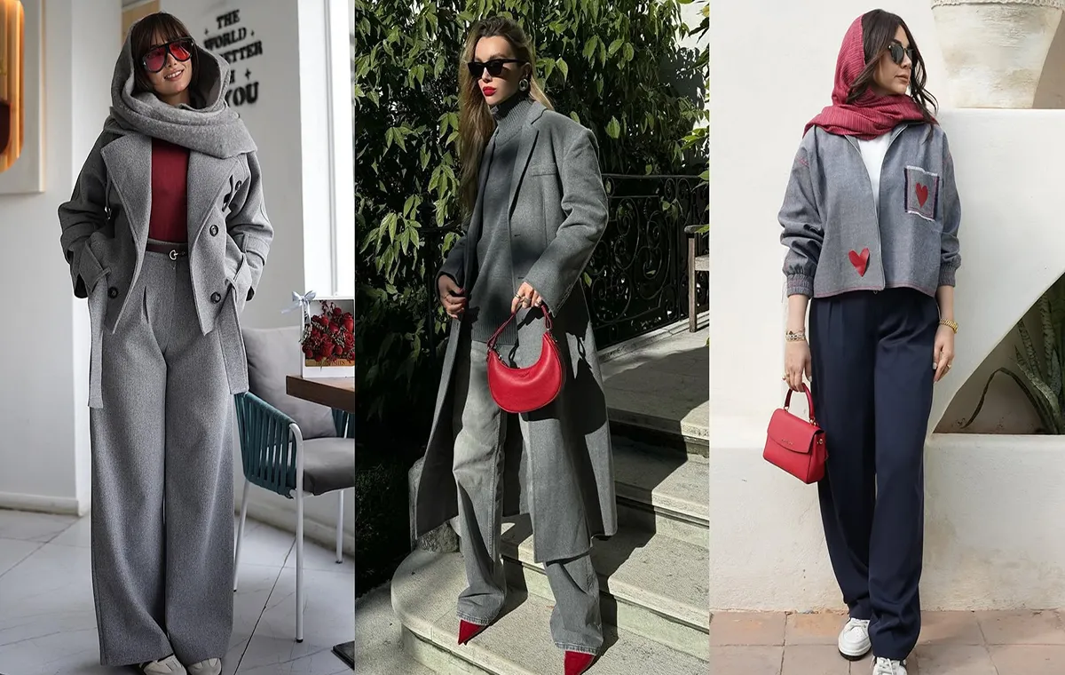 استایل با رنگ طوسی و قرمز