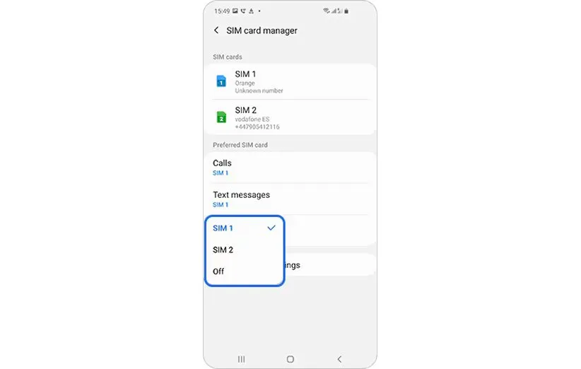 تنظیمات گوشی دو سیم کارت سامسونگ