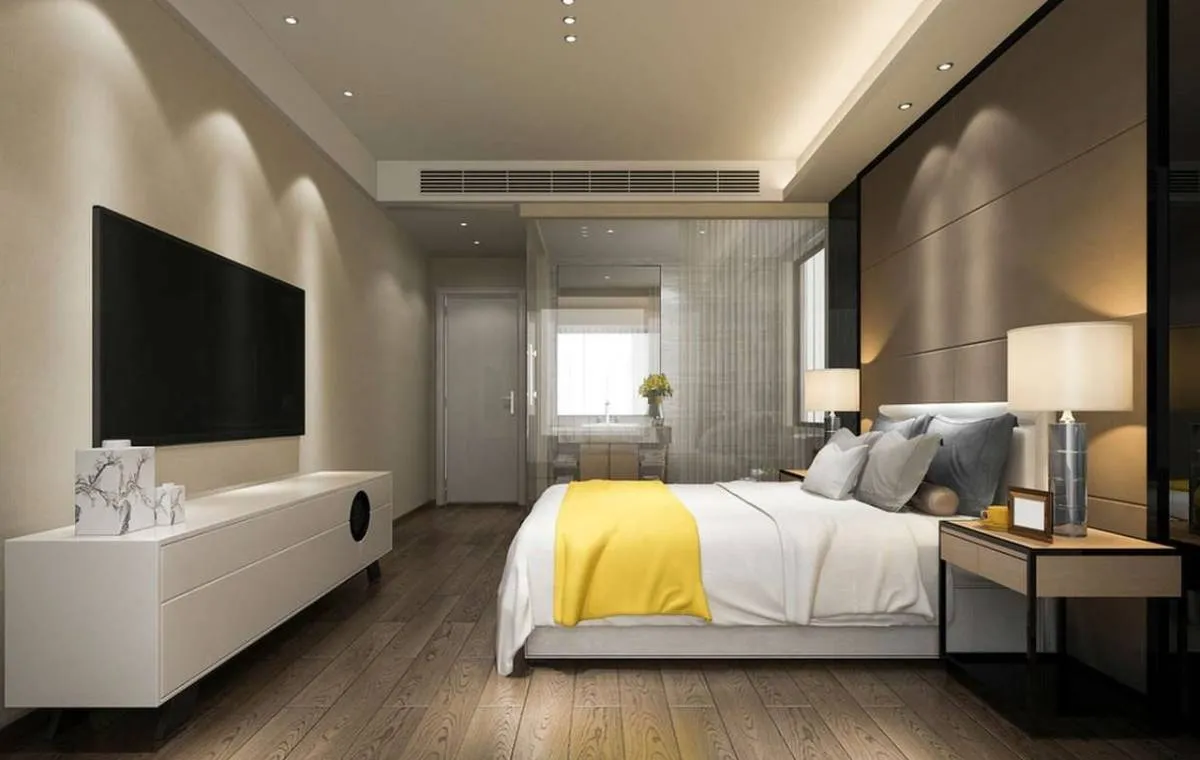  چیدمان تلویزیون در اتاق خواب 