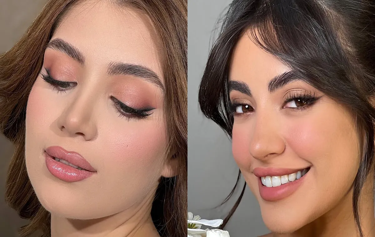 مدل آرایش صورت ملایم مجلسی برای صورت گرد