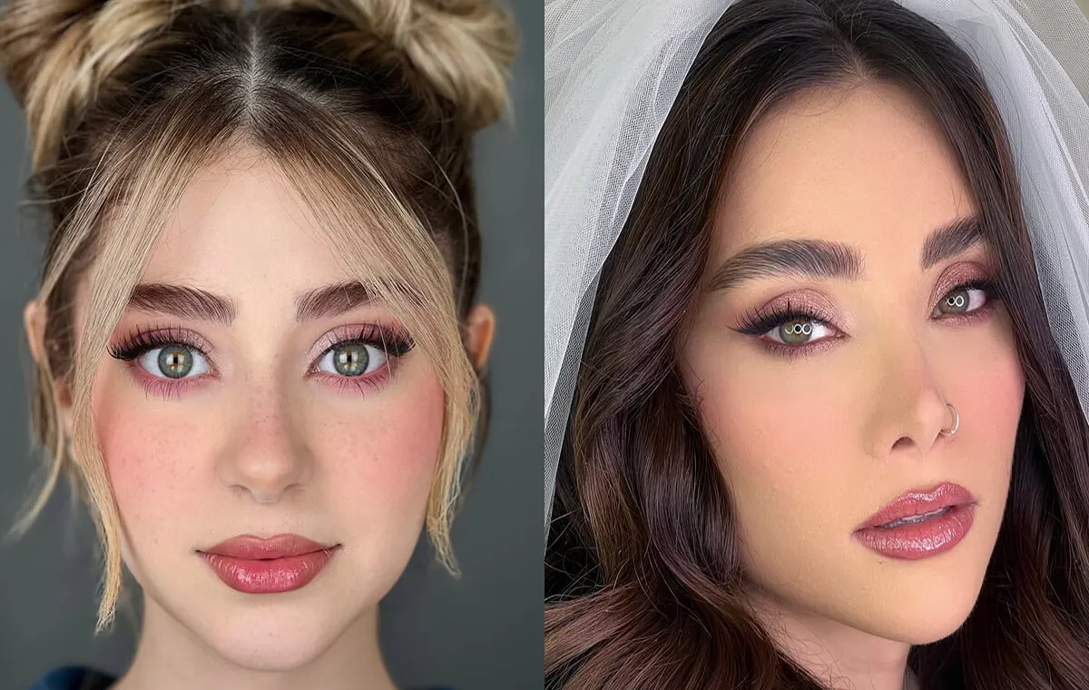 مدل آرایش صورت ملایم مجلسی صورتی