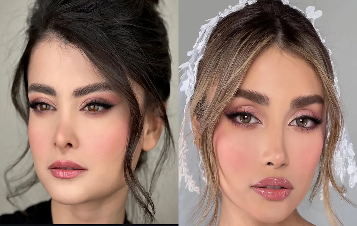 مدل آرایش صورت ملایم صورتی