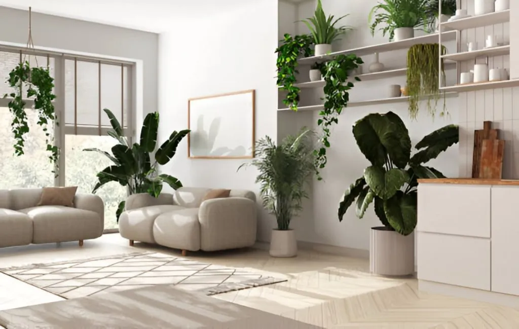 اتاق نشیمن بیوفیلیک