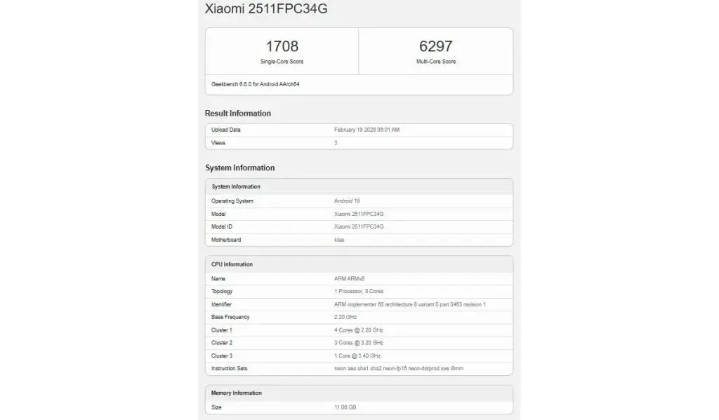 Poco X8 Pro در Geekbench