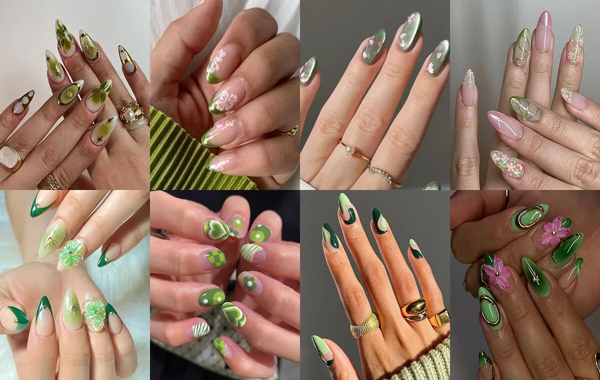 طرح ناخن بهاری سبز