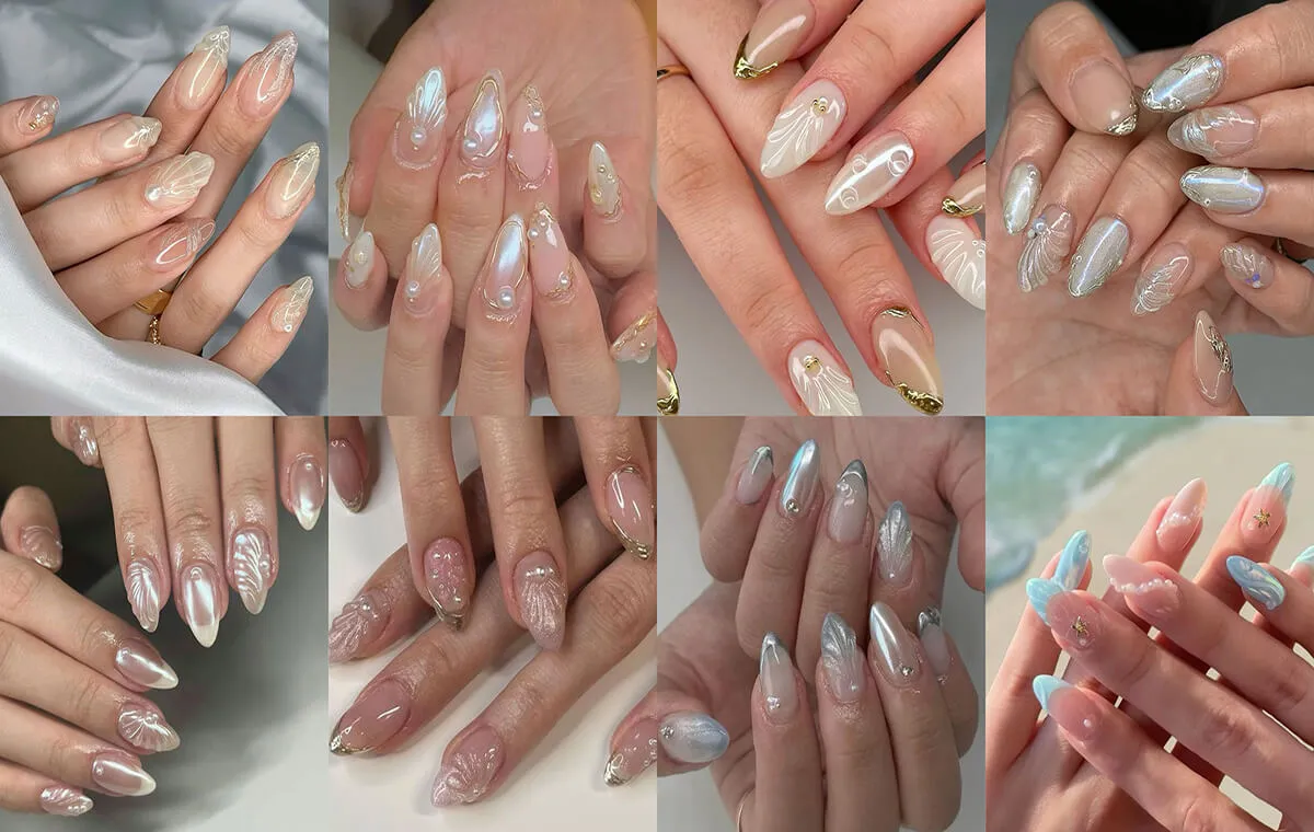 طرح ناخن بهاری صدفی