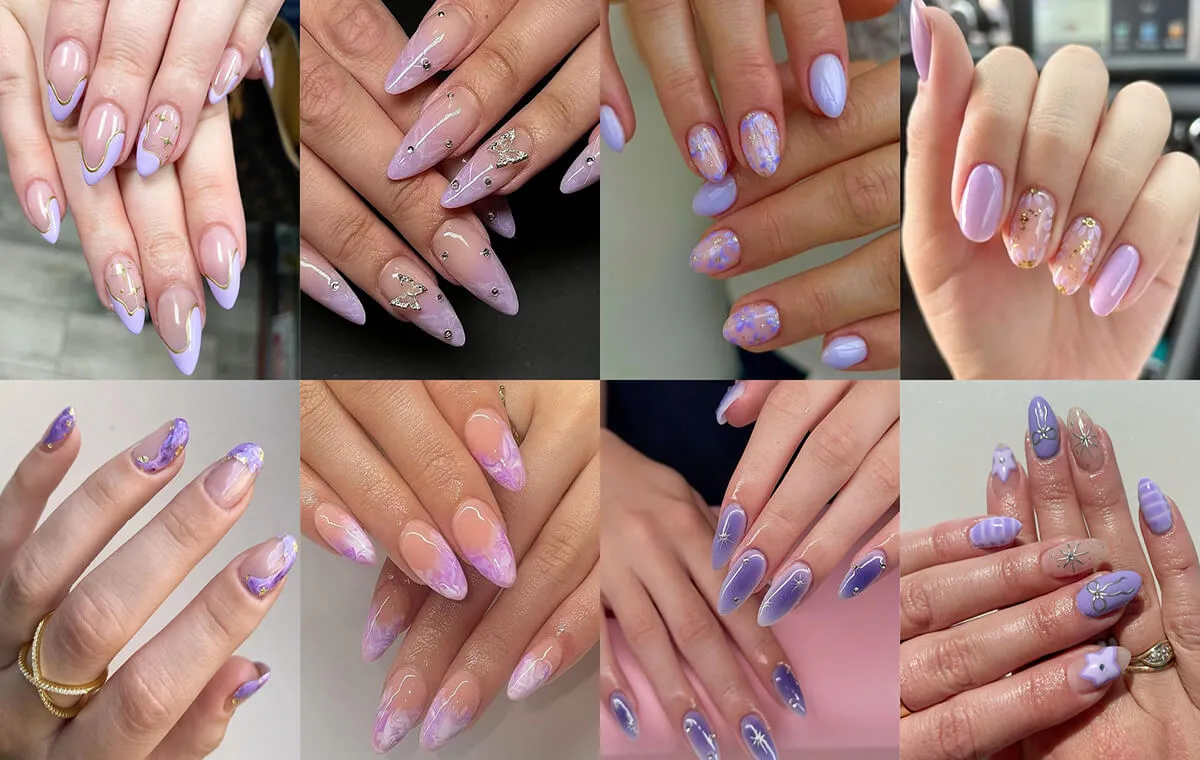 طرح ناخن بهاری بنفش