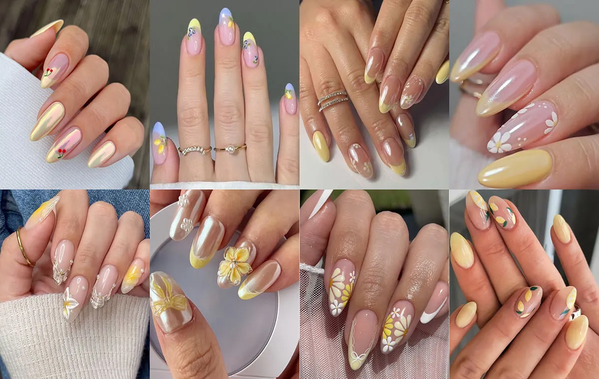 طرح ناخن بهاری زرد کره‌ای
