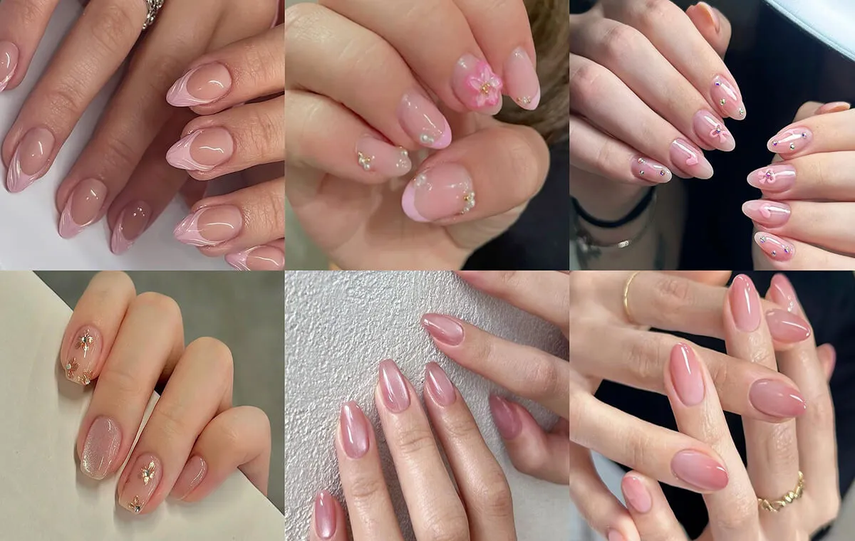 طرح ناخن بهاری هلویی