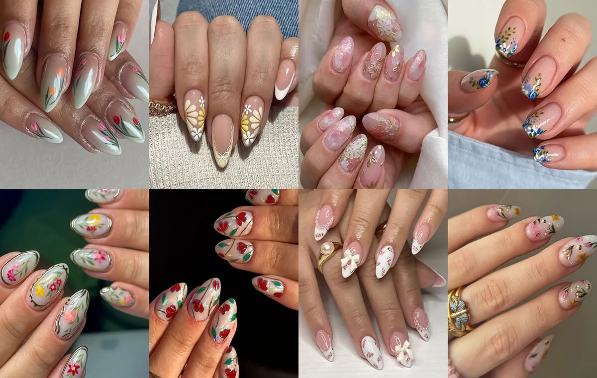 طرح ناخن بهاری گل و شکوفه