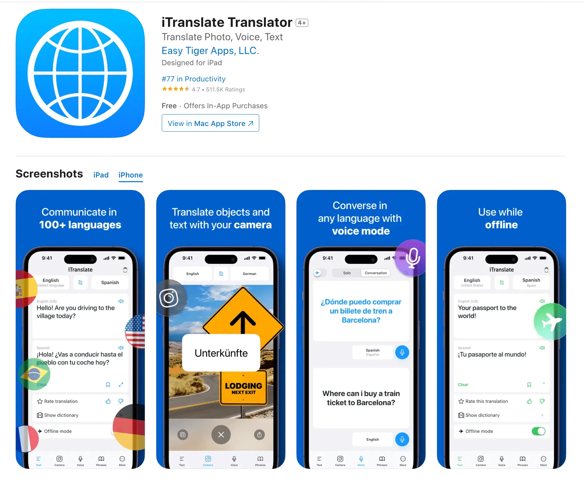 آی ترنسلیت (iTranslate)  ios