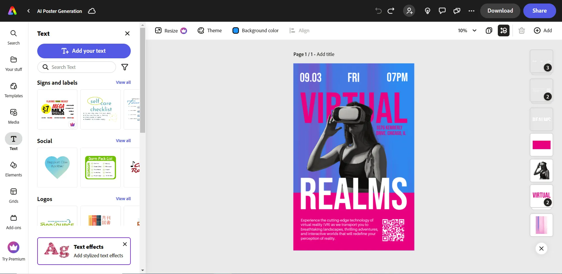 طراحی پوستر با ادوبی اکسپرس (Adobe Express)