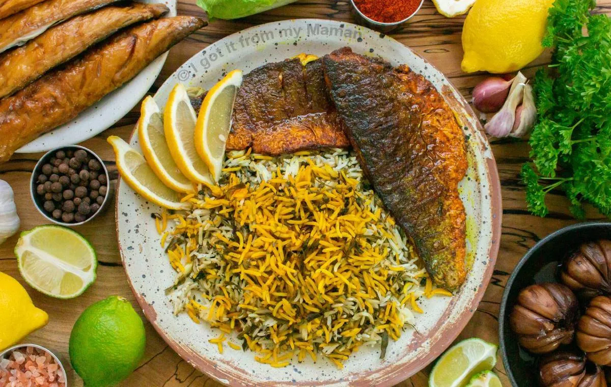سبزی پلو با ماهی - غذا با برنج برای شام مهمانی
