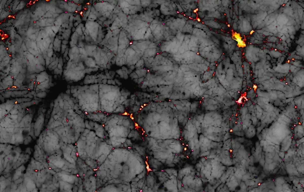 طرحی گرافیکی از توزیع ماده تاریک