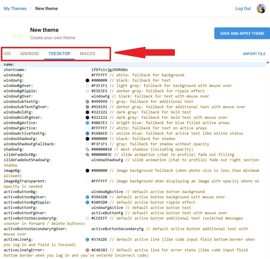 برنامه تم تلگرام (تحت وب)