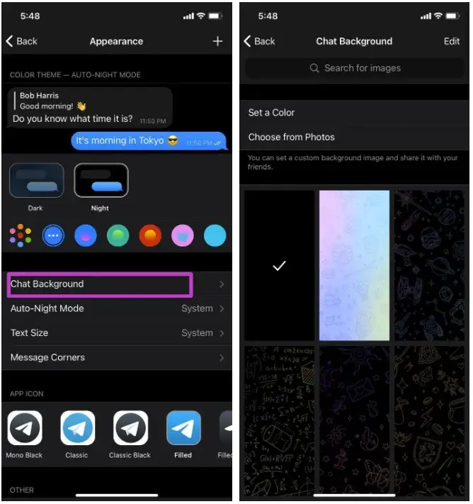 چگونه تم تلگرام ایفون را عوض کنیم؟