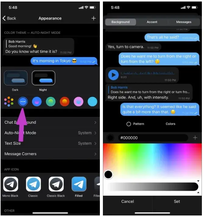 چگونه تم تلگرام ایفون را تغییر دهیم؟