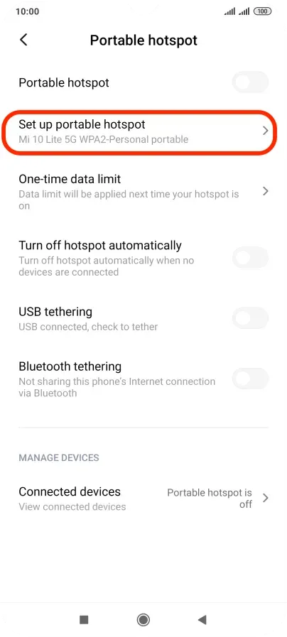 Xiaomi Hotspot band width