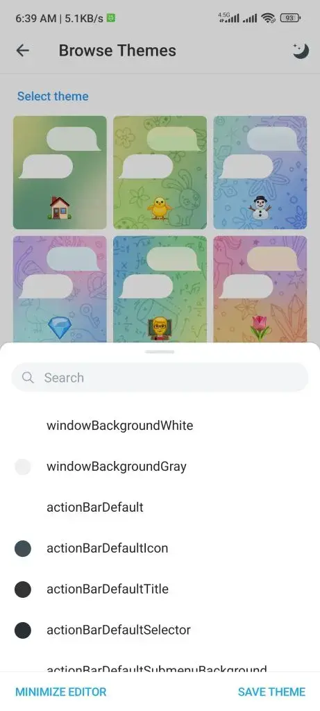 تغییر رنگ Theme در Telegram