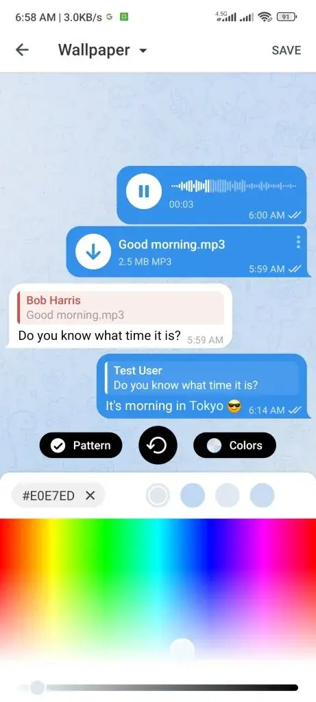 ساخت تم تلگرام با ابزار داخل برنامه
