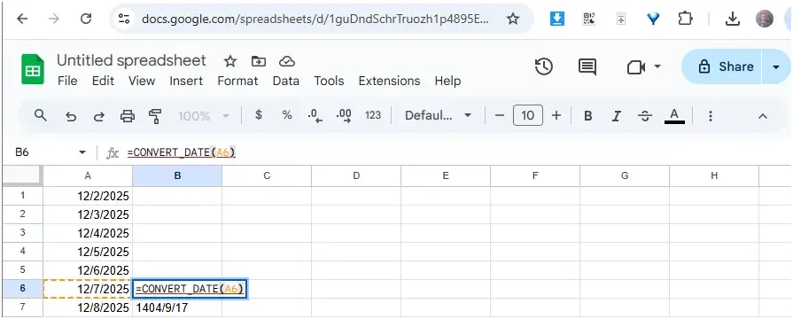 Date Convert in Google Sheet