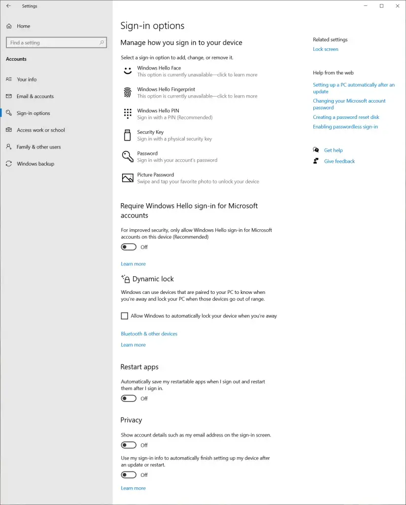 رمز گذاشتن برای لپ تاپ ویندوز 10