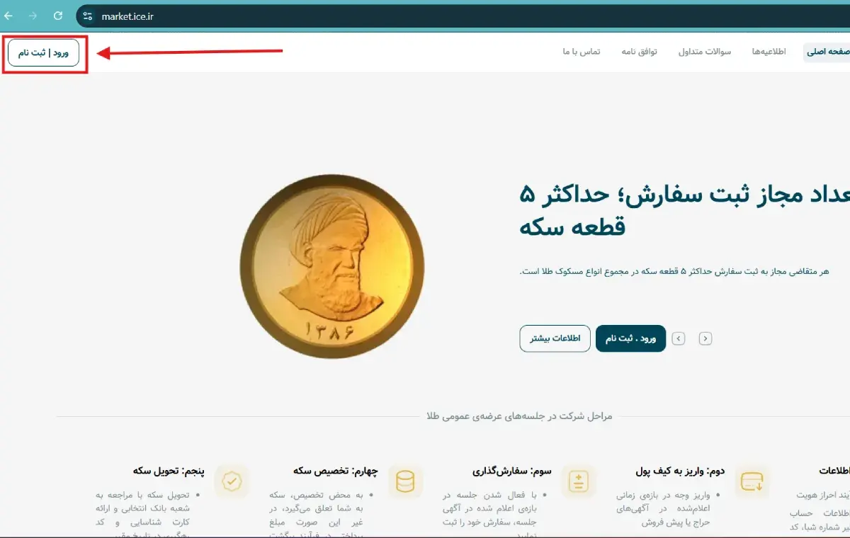 مراحل دریافت سکه بانک مرکزی