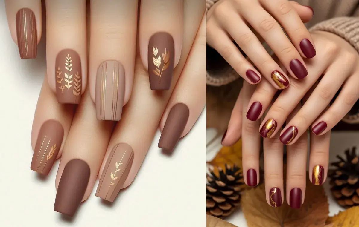 طرح ناخن پاییزی مات