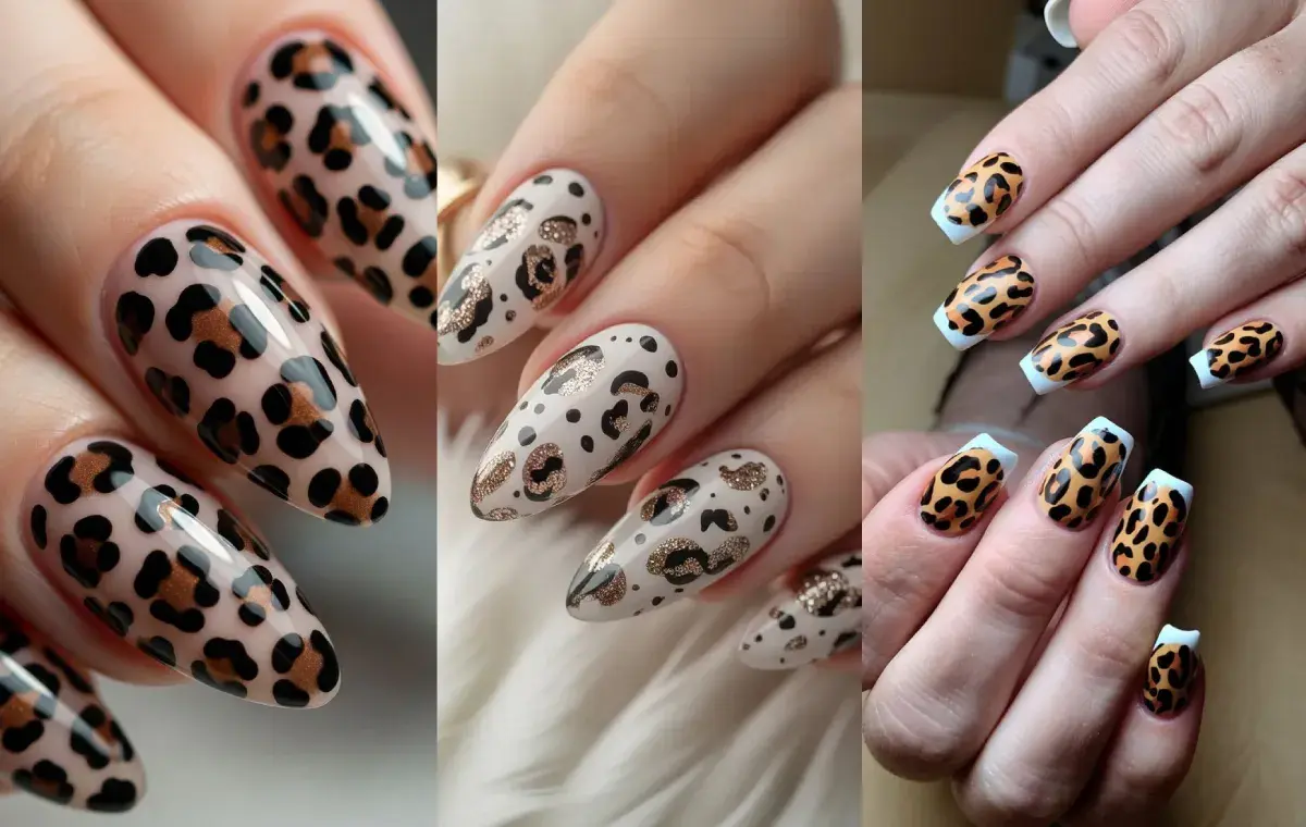 مدل ناخن پاییزی طرح پلنگی پاییزی (لئوپارد)