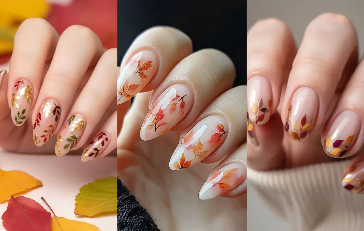 مدل ناخن شیشهای با تم پاییزی