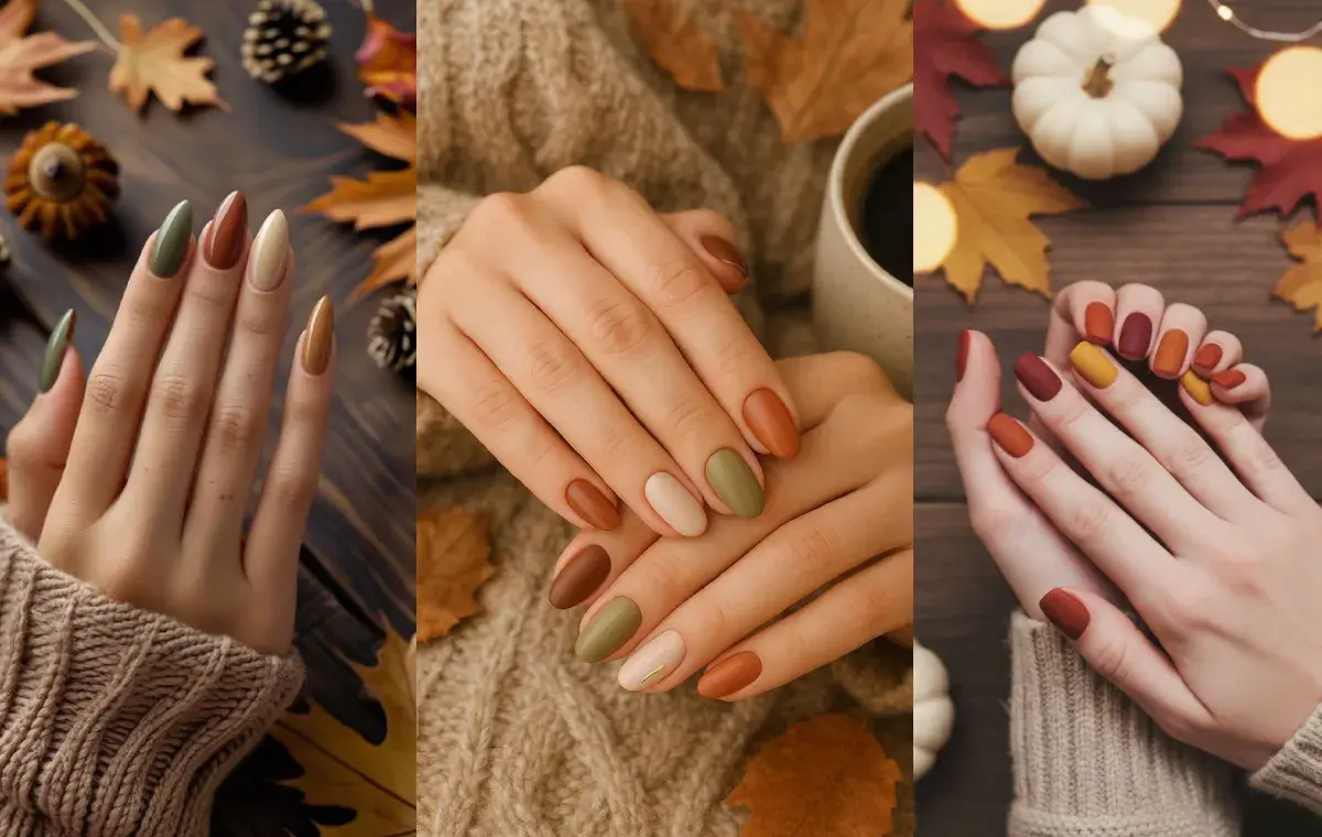 طرح ناخن پاییزی تک رنگ