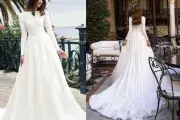 لباس عروس اروپایی با دنباله بلند