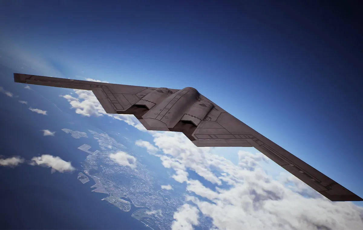 بمب افکن B 2 بر فراز آسمان