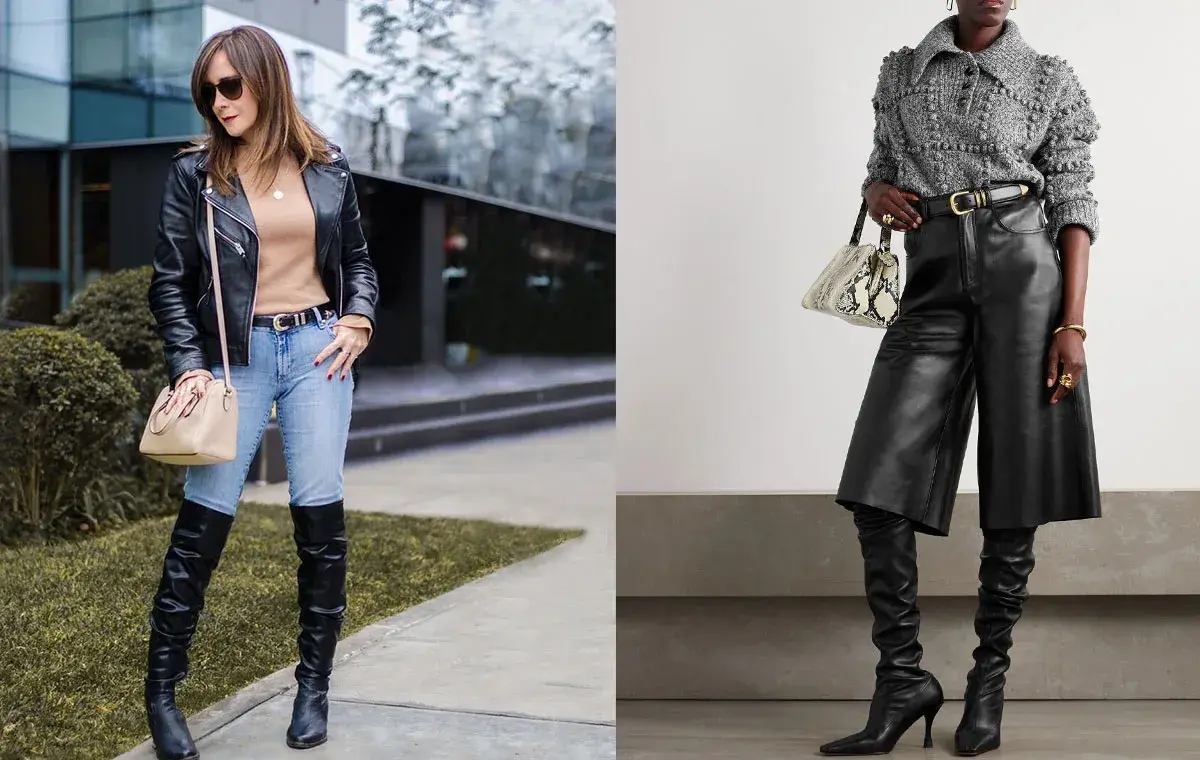 استایل با کت یا شلوار چرم