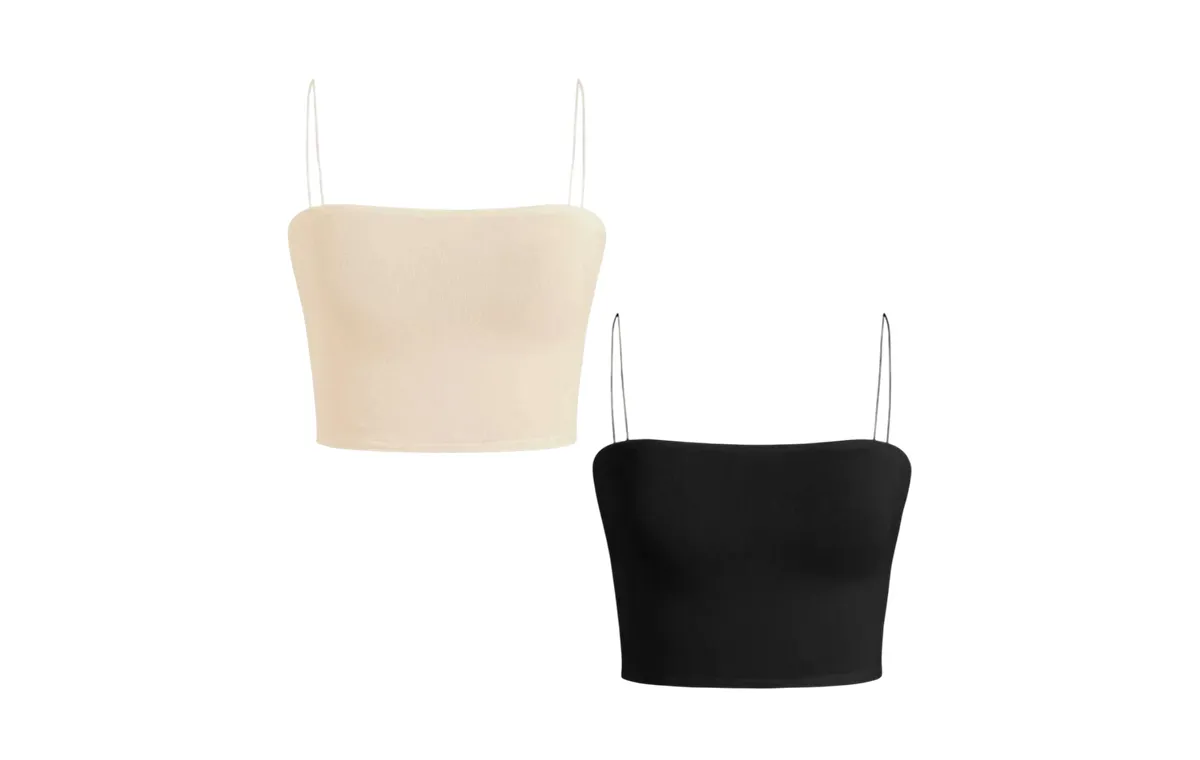 کراپ تاپ زنانه مدل بند ماکارون بسته 2 عددی