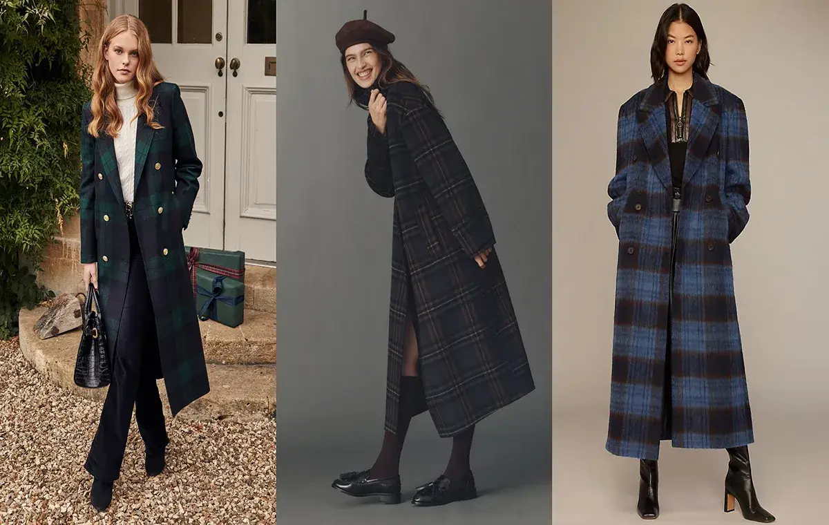 مدل پالتو چهارخانه سرمهای