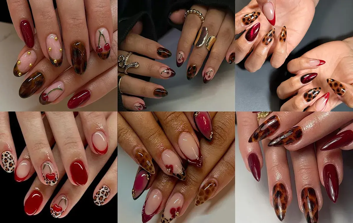 طرح ناخن قرمز پلنگی