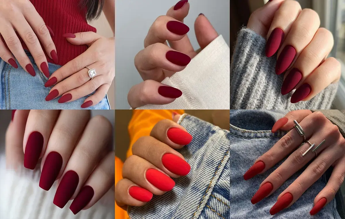 مدل ناخن قرمز مات