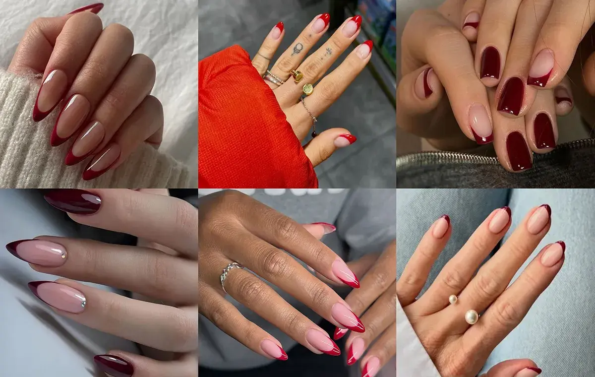 مدل فرنچ ناخن قرمز