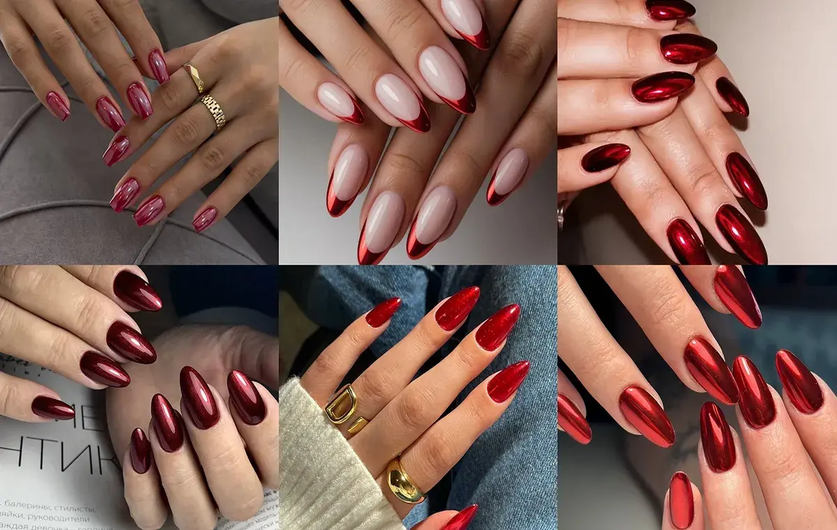 مدل ناخن قرمز کروم